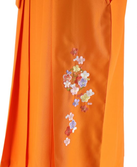 卒業式袴単品レンタル[刺繍]オレンジ色に梅と麻の葉刺繍[身長148-152cm]No.858